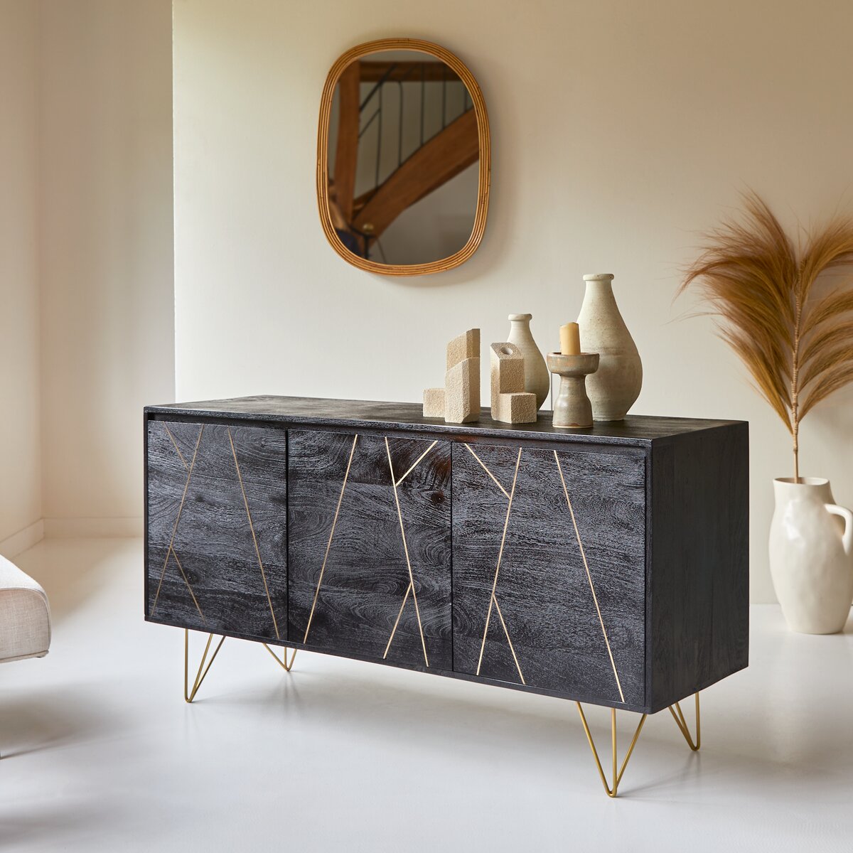 Black mango wood deals sideboard