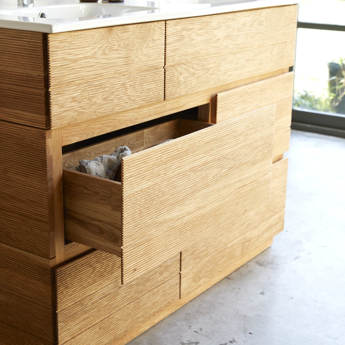 Karl - Solid oak and ceramic bathroom cabinet 120 cm Karl - Solid oak and ceramic bathroom cabinet 120 cm