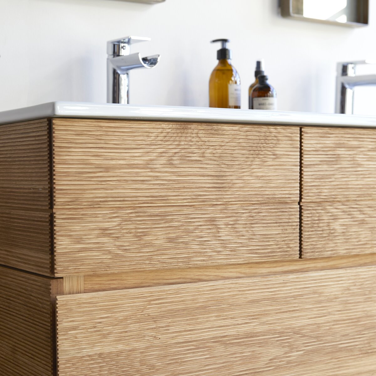 Solid oak and ceramic bathroom cabinet 120 cm - Bathroom / Bathroom  washbasin unit - Tikamoon