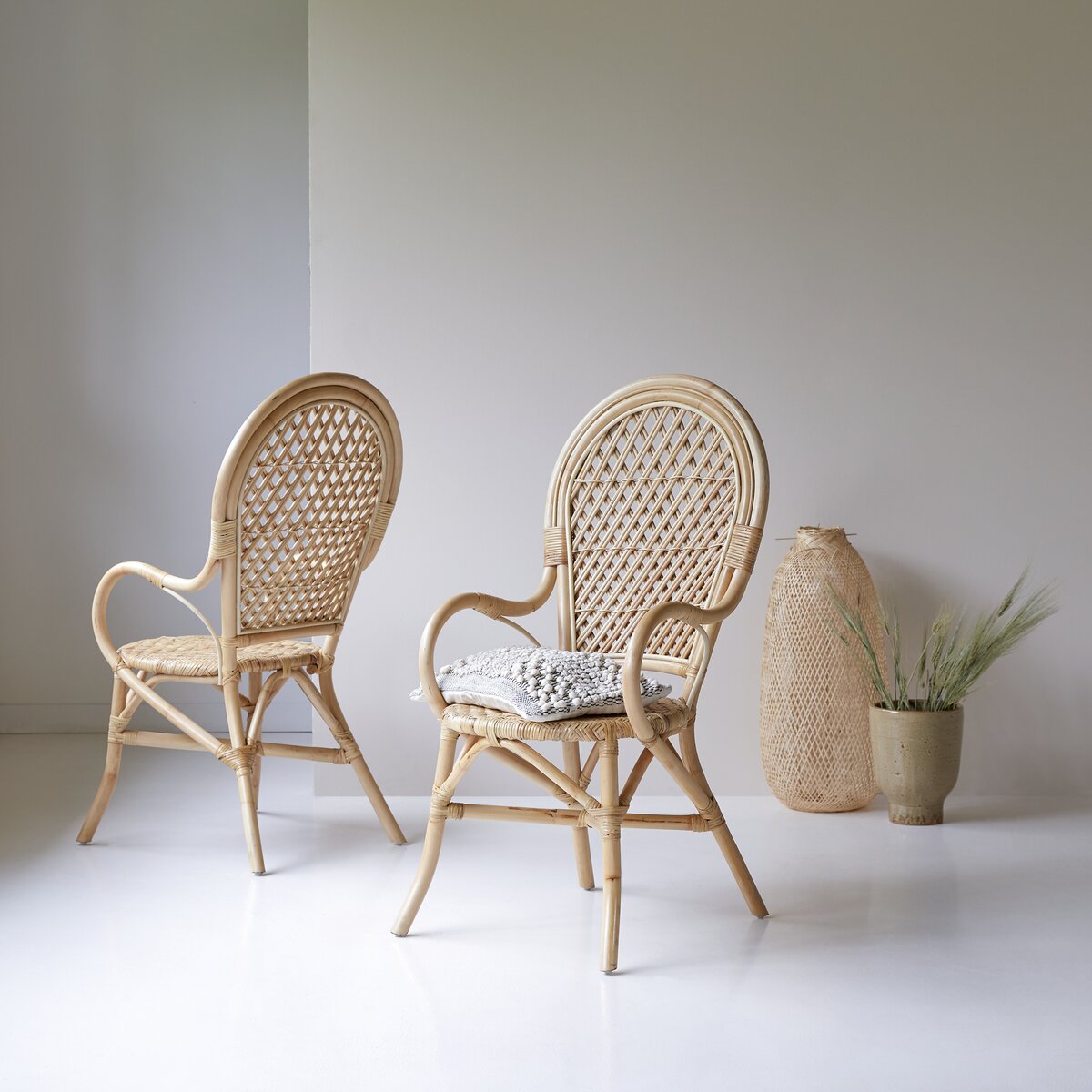 Silla comedor madera de teca y asiento ratán