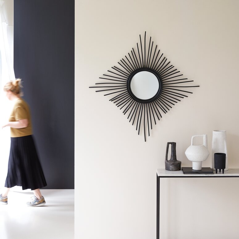 Miroir déco rotin diamètre 76 cm Atmosphera Couleur Noir