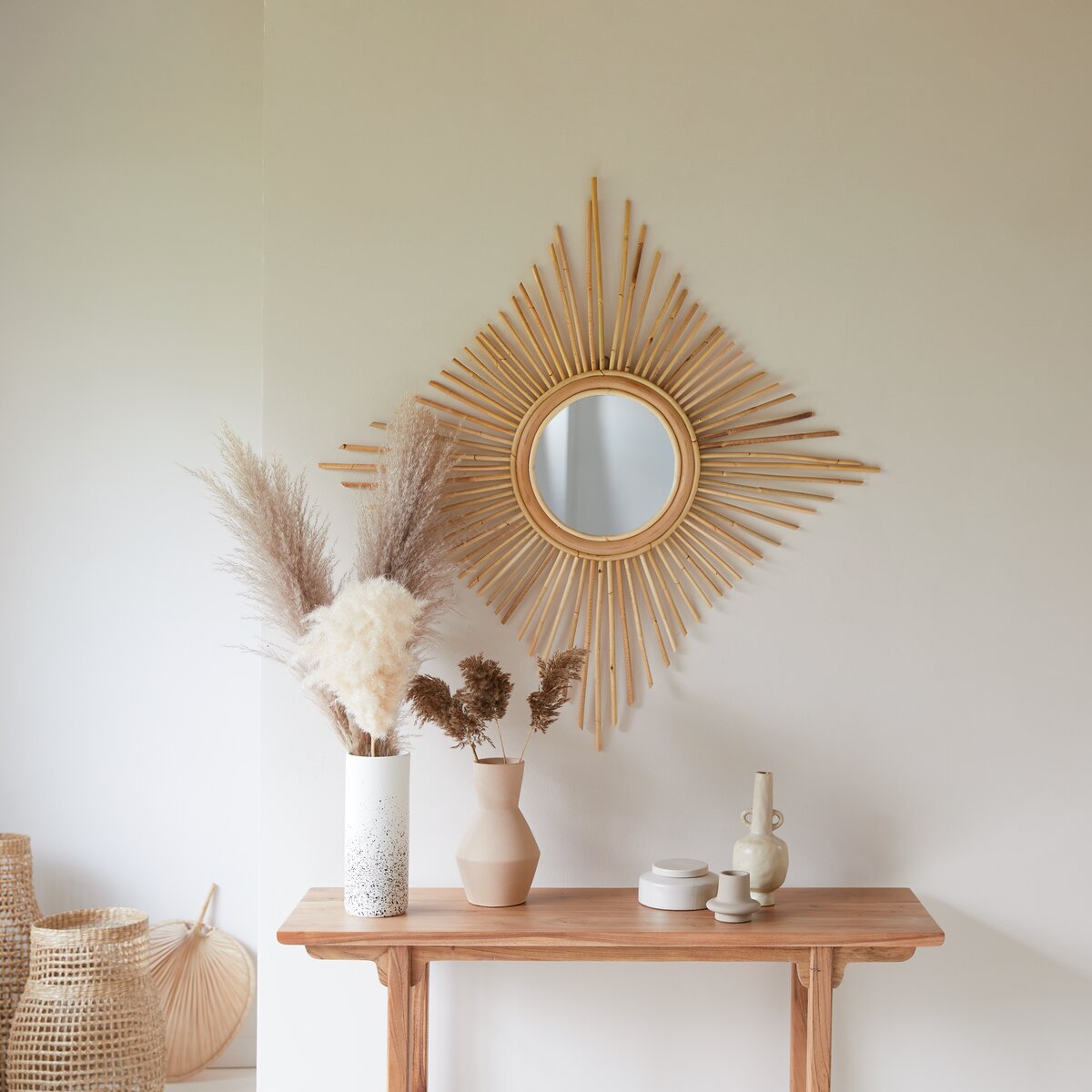 Petit miroir en rotin pomme décoration chambre bébé et enfant -  France