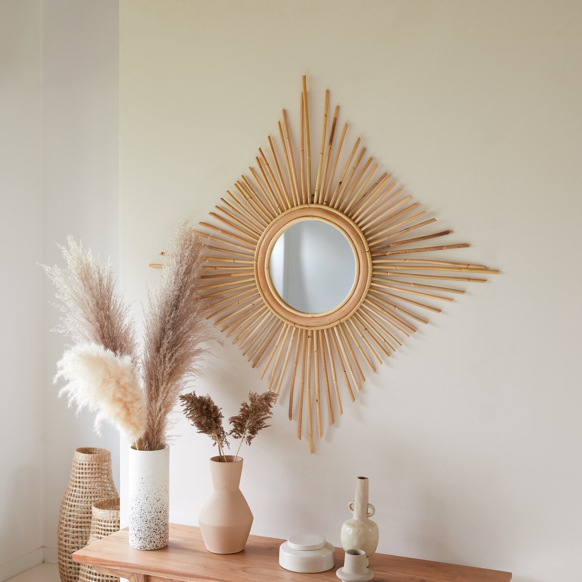 Isidore - Specchio in rattan naturale 80 cm Isidore - Specchio in rattan naturale 80 cm
