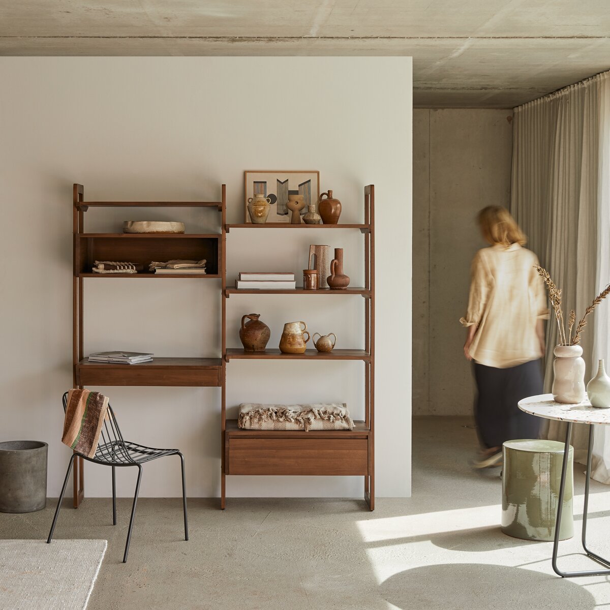 Wall - Libreria doppia in teak massello Wall - Libreria doppia in teak massello