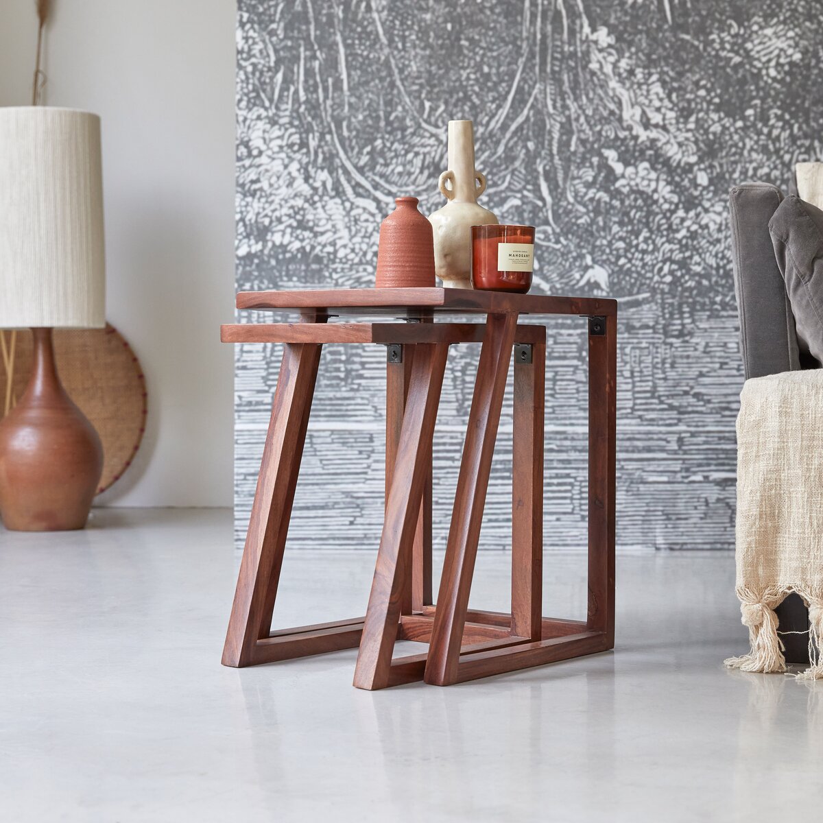Solid sheesham nested Side tables - Living room / Side Tables - Tikamoon