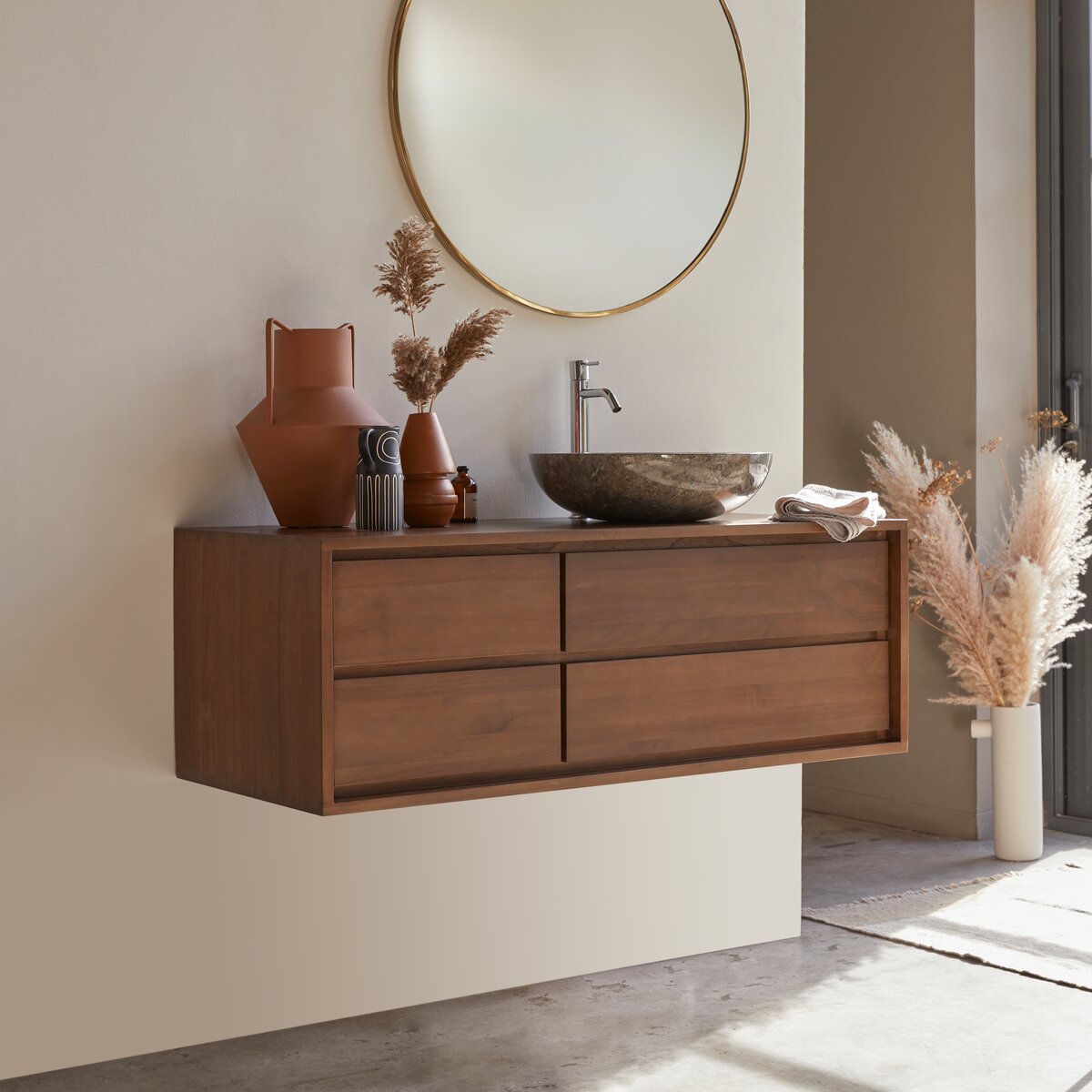 Mueble de baño 120 cm, espejo y lavabo - Becky