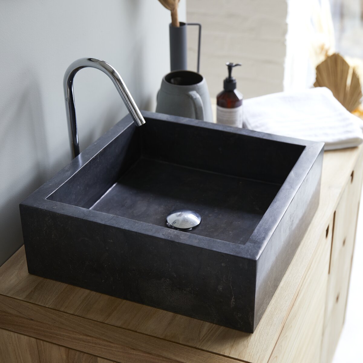 Dark grey marble washbasin 40 cm Bathroom accessories Tikamoon