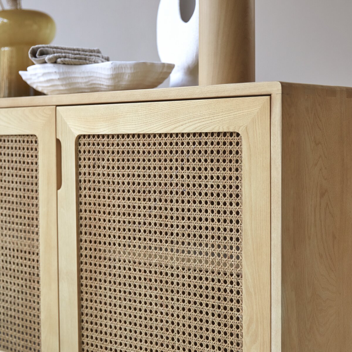 OLegei Opbergmand, rieten mand, gevlochten mand met 3 vakken, tafelorganizer voor aanrecht, bureau, plank (karamel