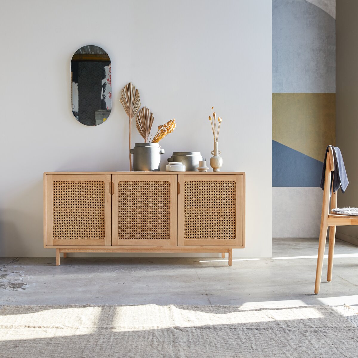 Luis - Solid elm and canework Sideboard 160 cm Luis - Solid elm and canework Sideboard 160 cm