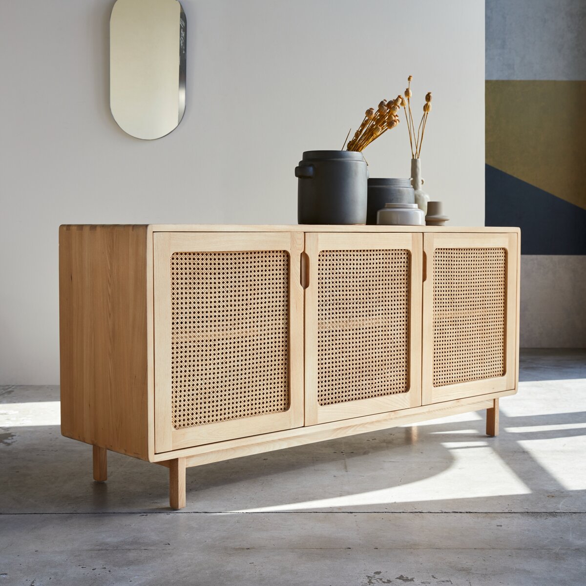 Luis - Solid elm and canework Sideboard 160 cm Luis - Solid elm and canework Sideboard 160 cm