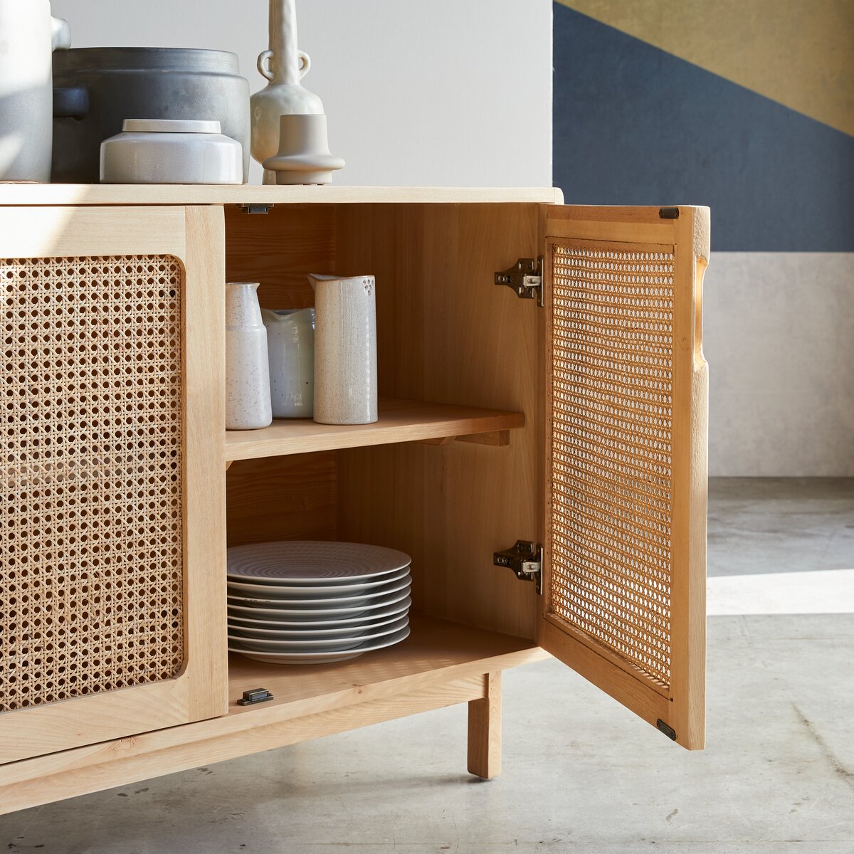 Luis - Solid elm and canework Sideboard 160 cm Luis - Solid elm and canework Sideboard 160 cm
