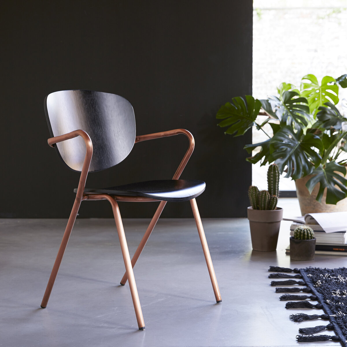 Copper metal store dining chairs