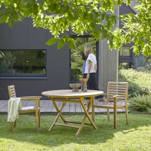 Andria - Conjunto de jardín en teca maciza 2 sillones
