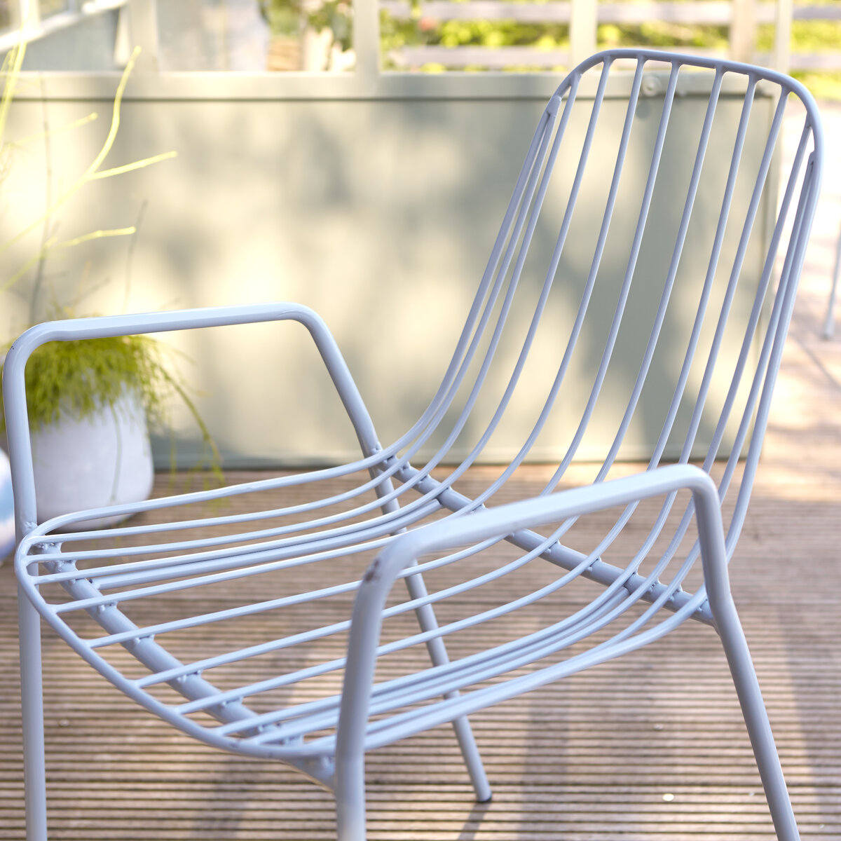Bleu grey metal garden Armchair Garden / Garden Chairs Tikamoon