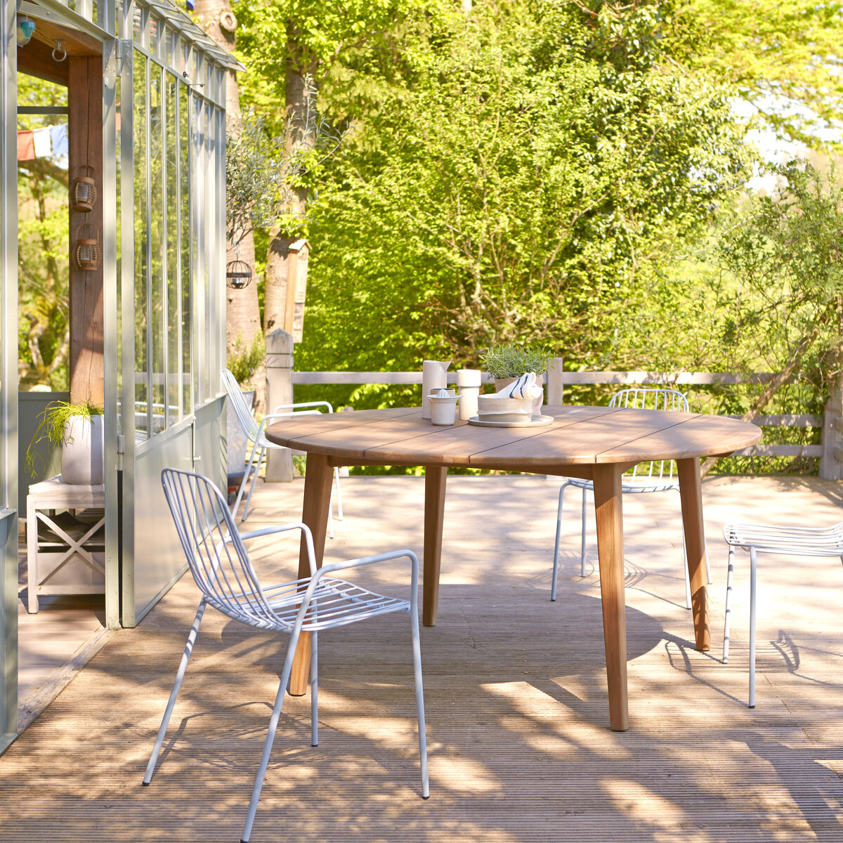 SALON DE JARDIN EN BOIS TECK 2 personnes : Ensemble de jardin - 1