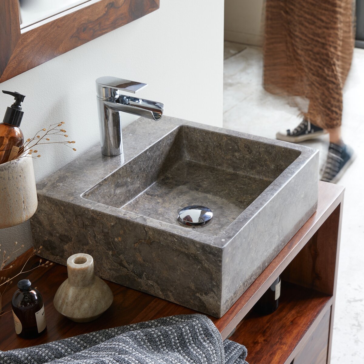 Lavabo in marmo grigio 40 cm - Accessori per il bagno - Tikamoon