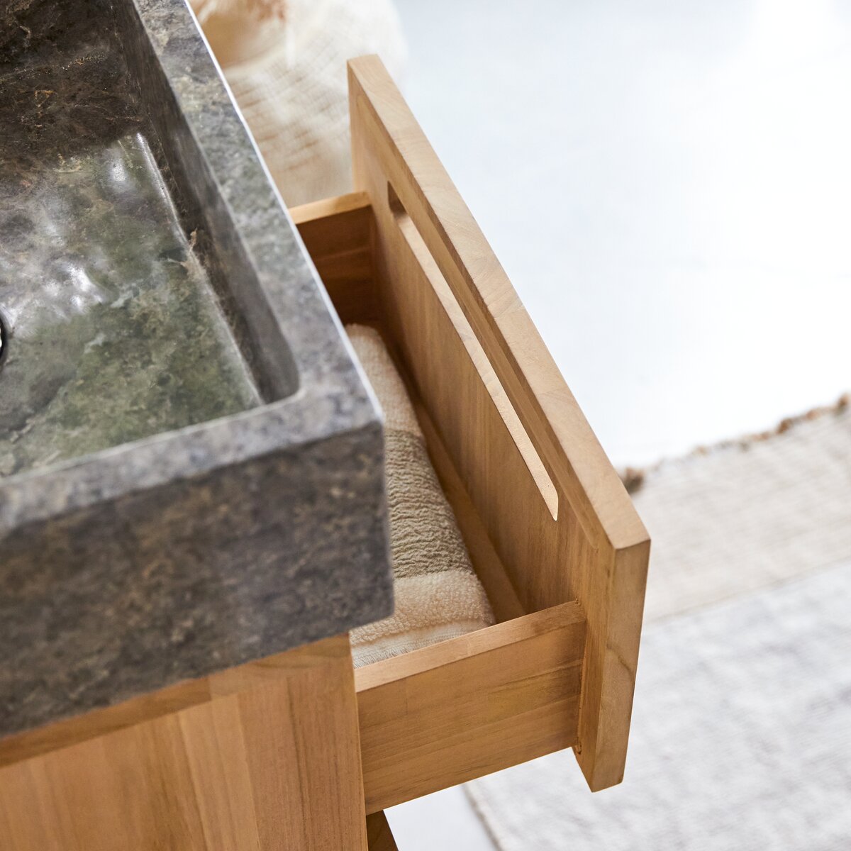 Line - Badezimmermöbel aus massivem Teakholz und Marmor 40 cm Line - Badezimmermöbel aus massivem Teakholz und Marmor 40 cm