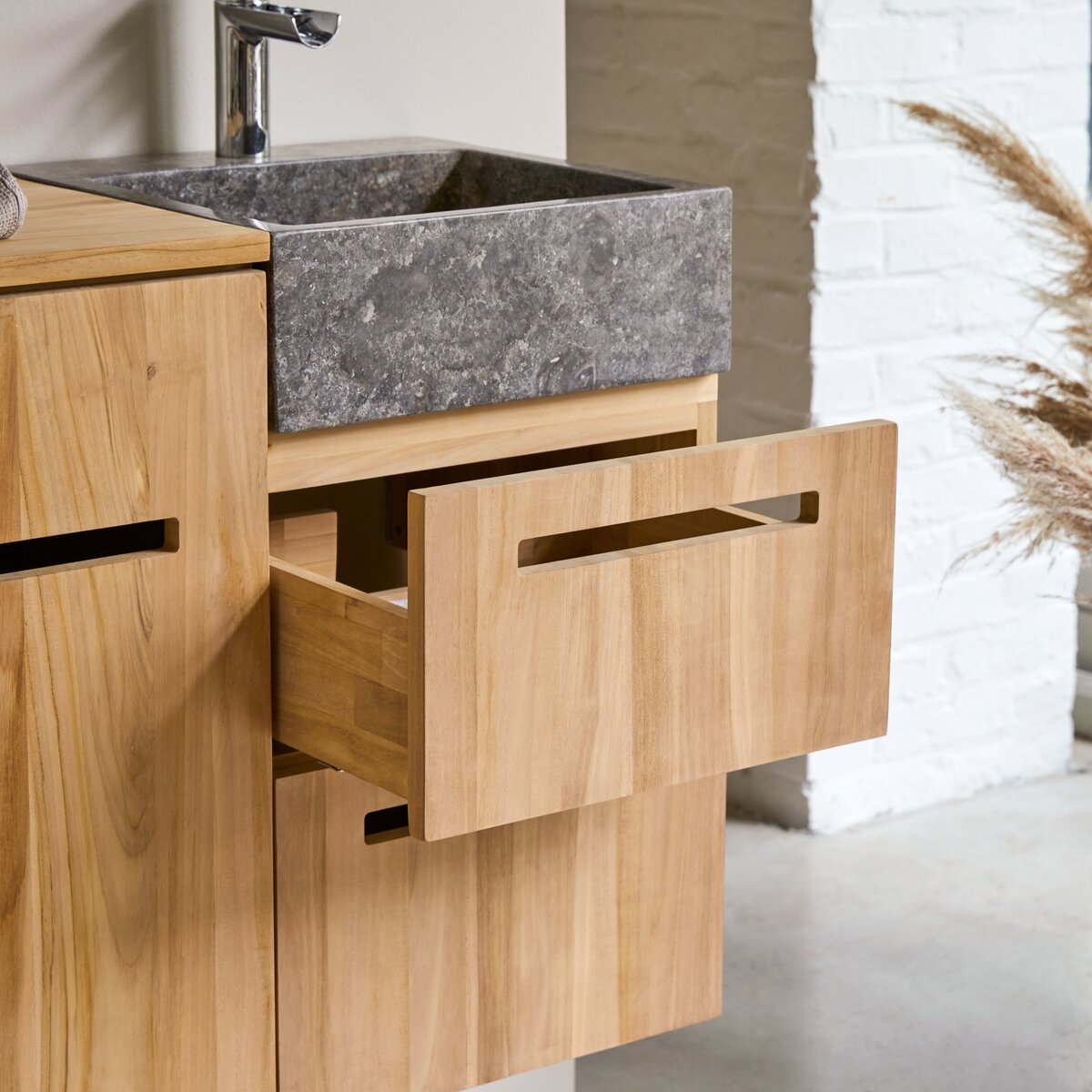 Line - Badezimmermöbel aus massivem Teakholz und Marmor 85 cm Line - Badezimmermöbel aus massivem Teakholz und Marmor 85 cm