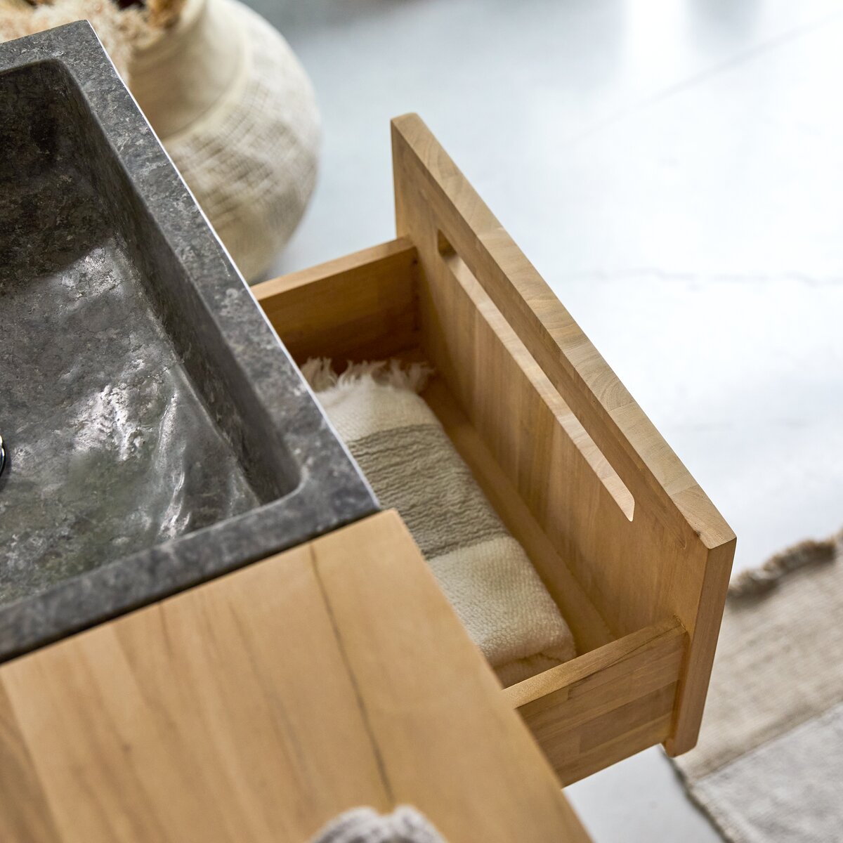 Line - Badezimmermöbel aus massivem Teakholz und Marmor 85 cm Line - Badezimmermöbel aus massivem Teakholz und Marmor 85 cm