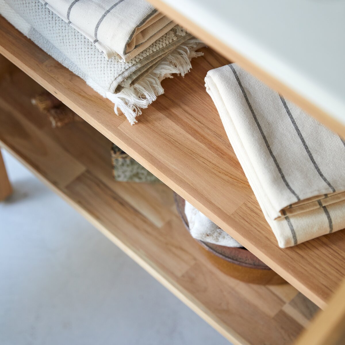 Jill - Solid teak and ceramic bathroom cabinet 80 cm Jill - Solid teak and ceramic bathroom cabinet 80 cm