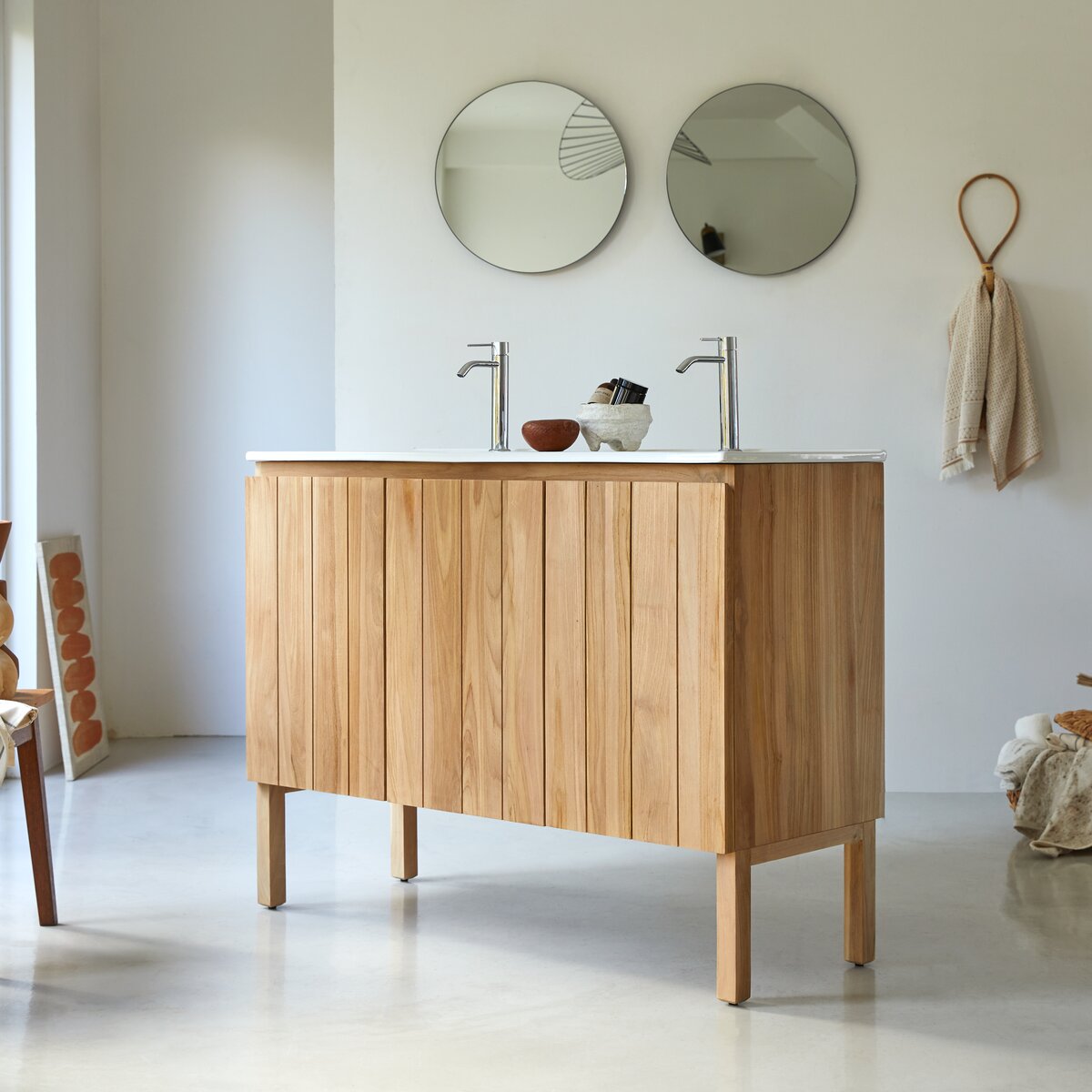Jill - Mobile per il bagno in teak massello e ceramica 120 cm Jill - Mobile per il bagno in teak massello e ceramica 120 cm