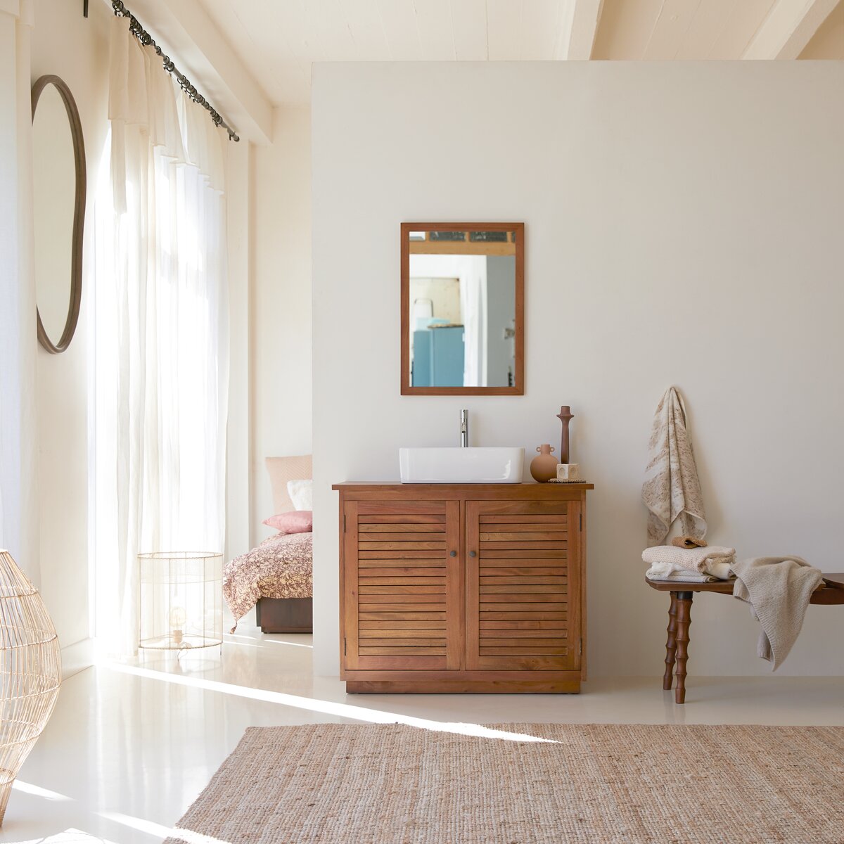 Loggia - Mobile da bagno in acacia massello 95 cm Loggia - Mobile da bagno in acacia massello 95 cm