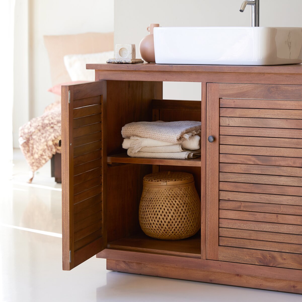 Loggia - Solid acacia vanity unit 95 cm Loggia - Solid acacia vanity unit 95 cm