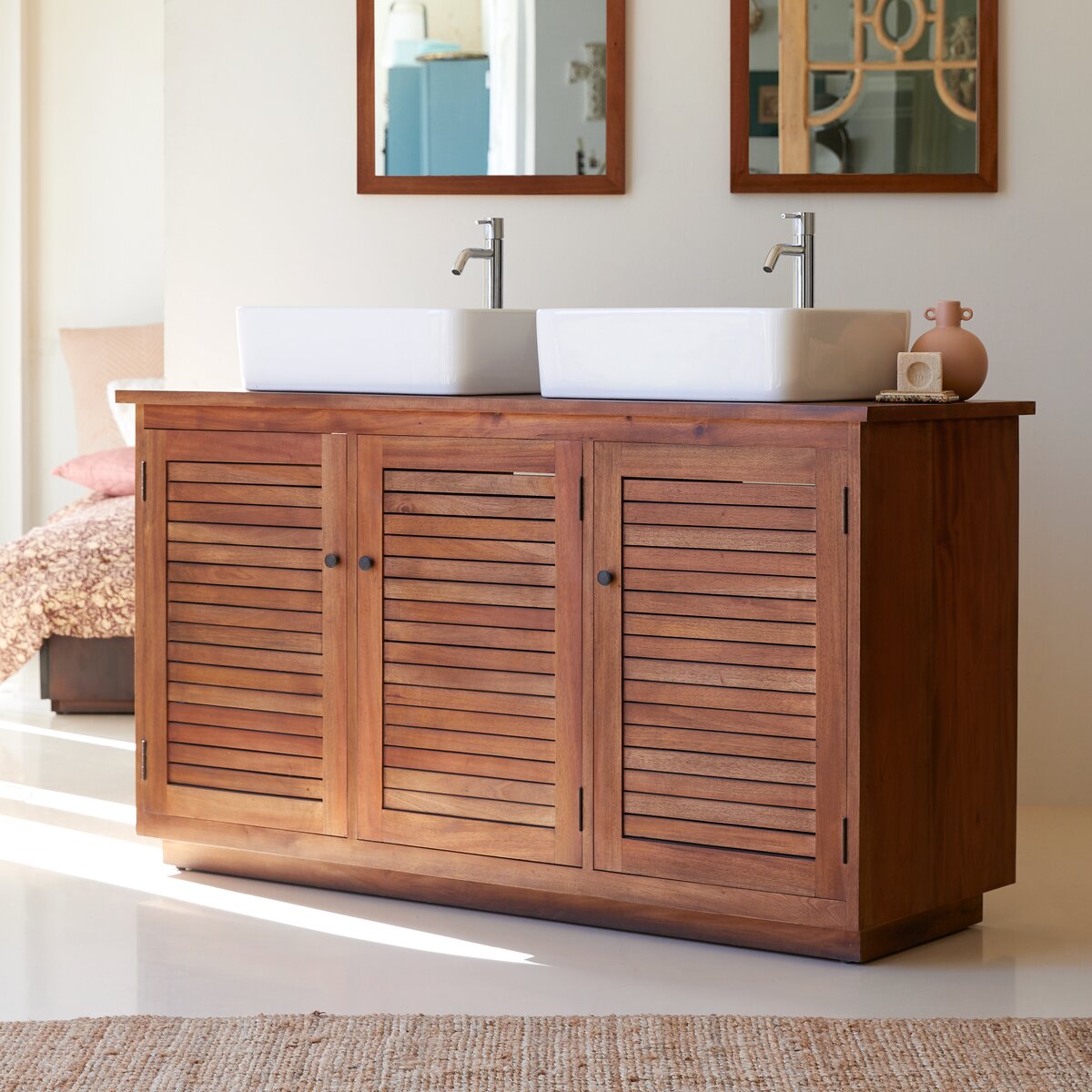 Loggia - Mueble bajo lavabo de acacia maciza 140 cm Loggia - Mueble bajo lavabo de acacia maciza 140 cm