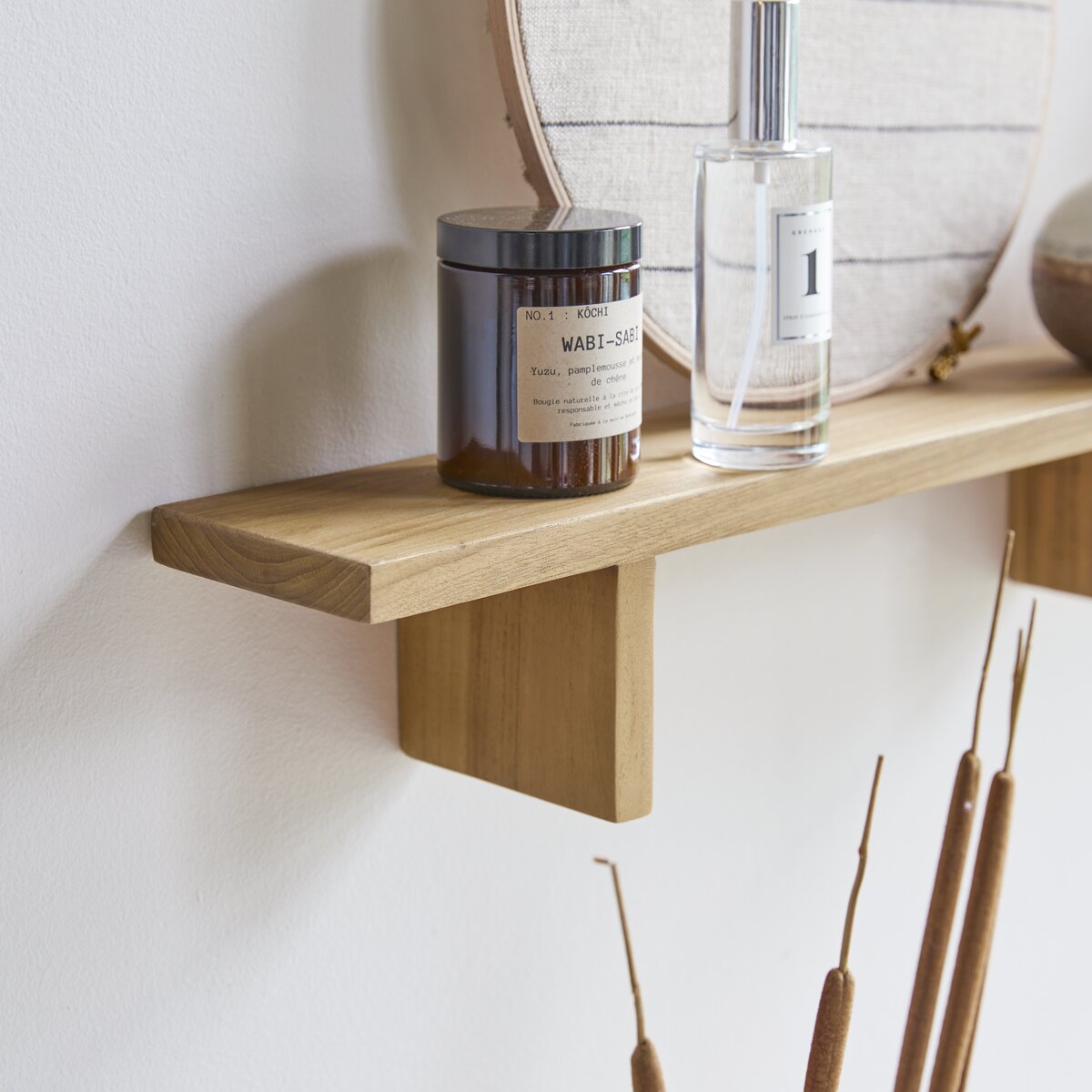 Bahya Solid teak horizontal bathroom Shelf