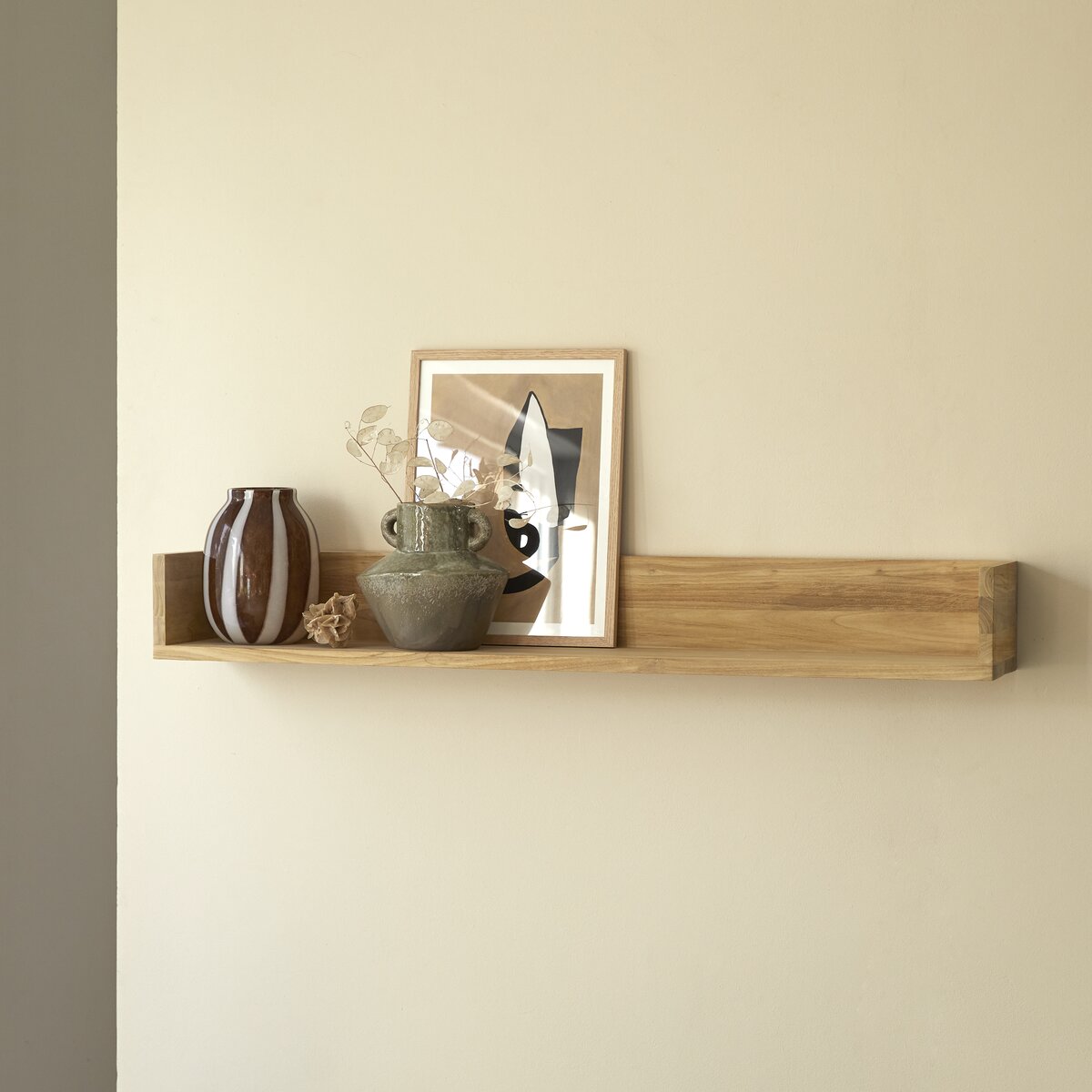 Teak wood shop wall shelf