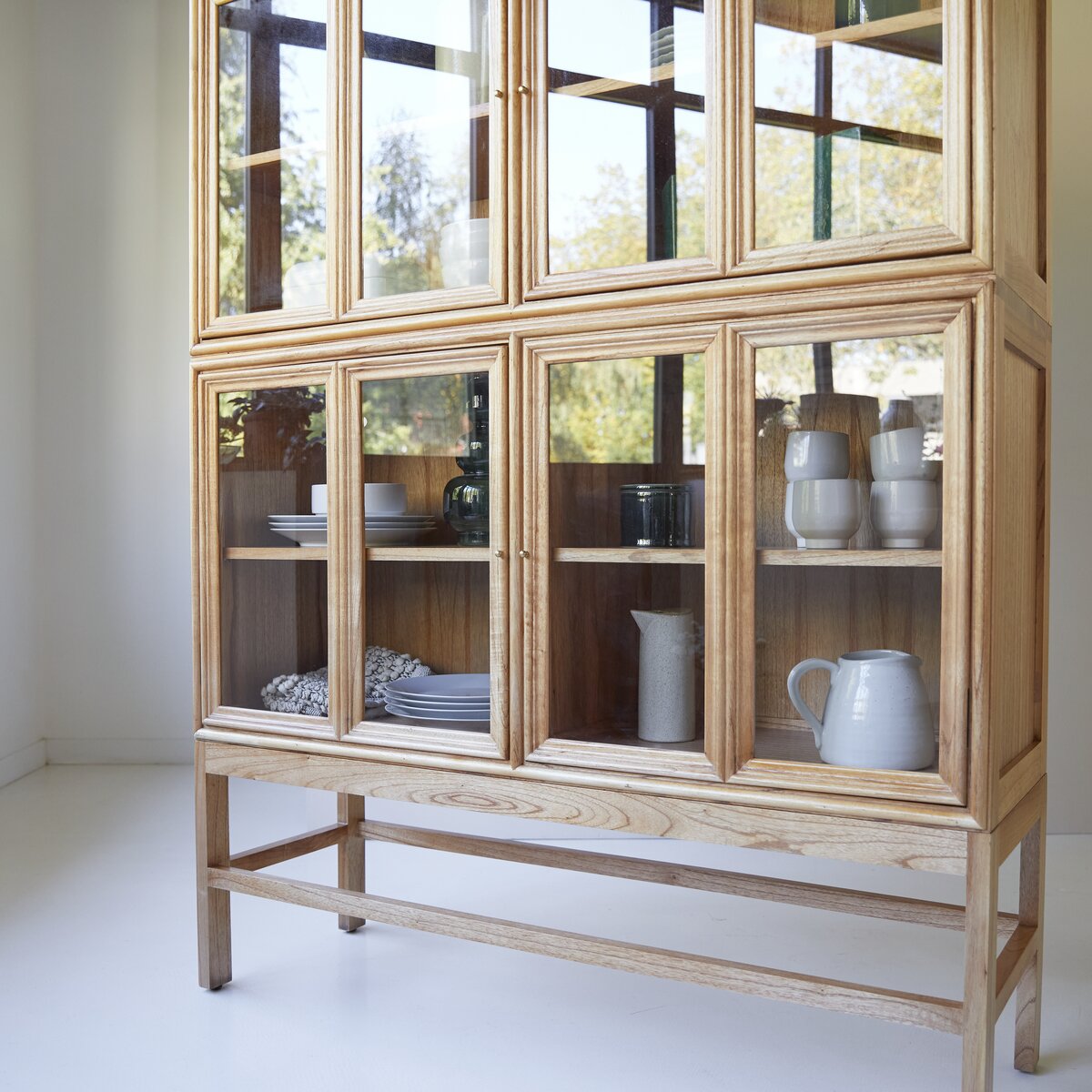 Wood display cabinets on sale with glass doors