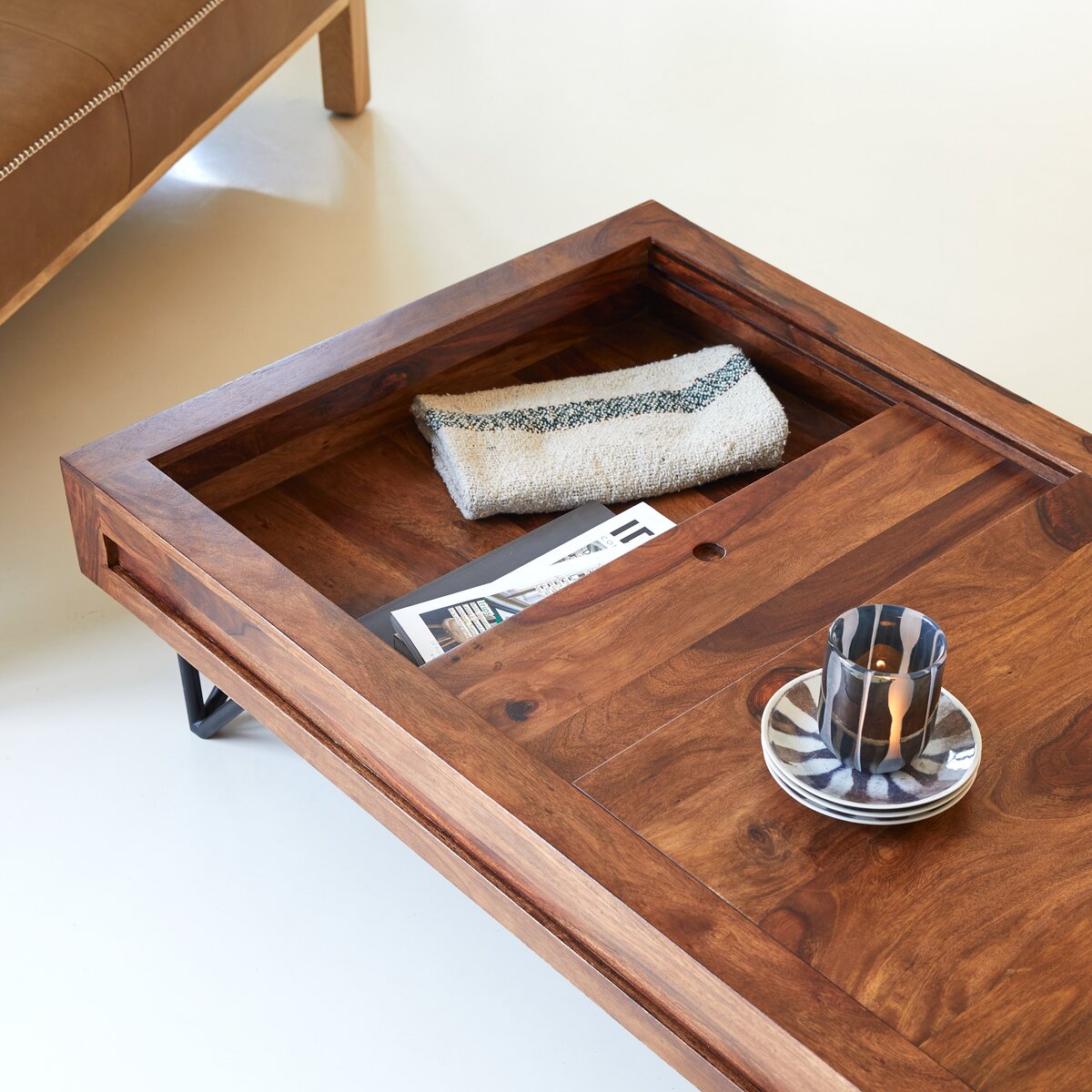 Bonnie - Table basse rangement en palissandre massif Bonnie - Table basse rangement en palissandre massif