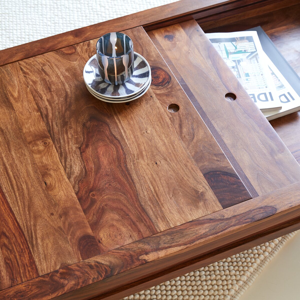 Bonnie - Table basse rangement en palissandre massif Bonnie - Table basse rangement en palissandre massif