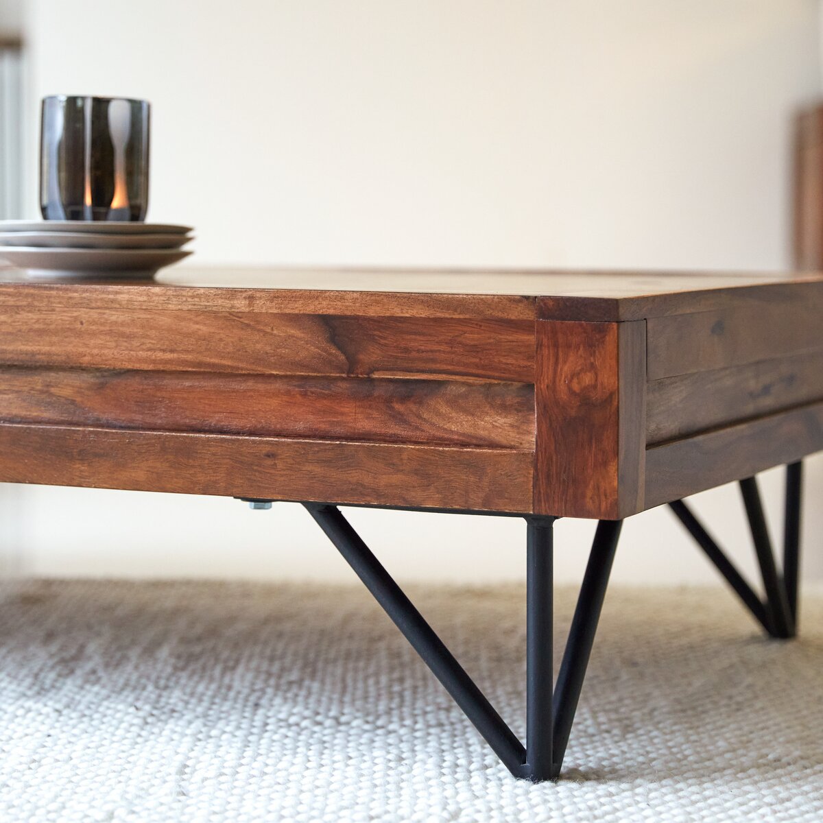 Bonnie - Table basse rangement en palissandre massif Bonnie - Table basse rangement en palissandre massif