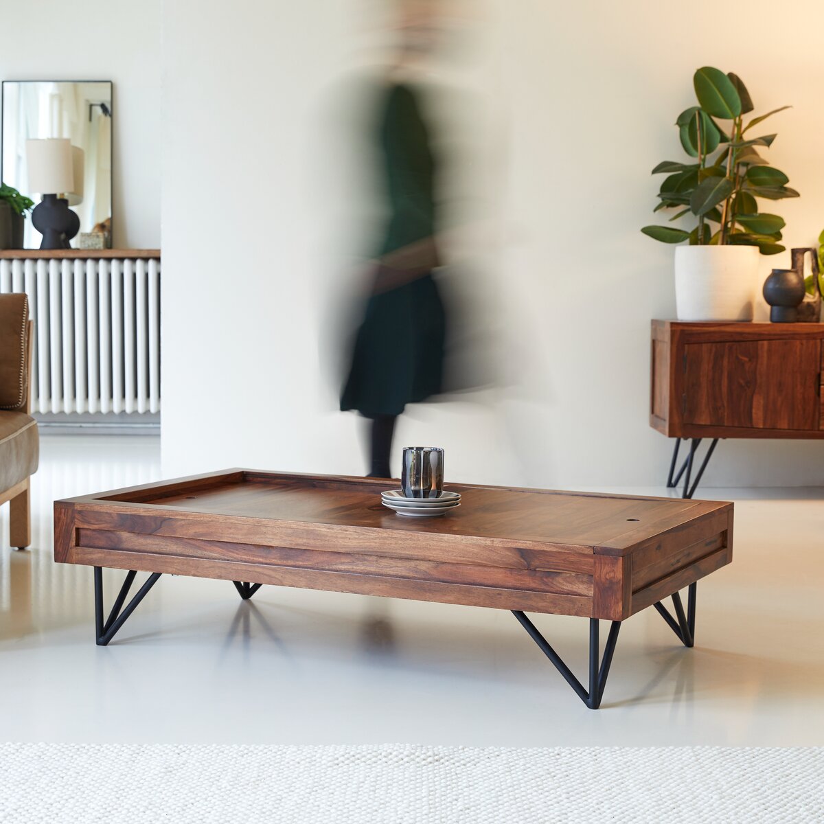 Bonnie - Table basse rangement en palissandre massif Bonnie - Table basse rangement en palissandre massif