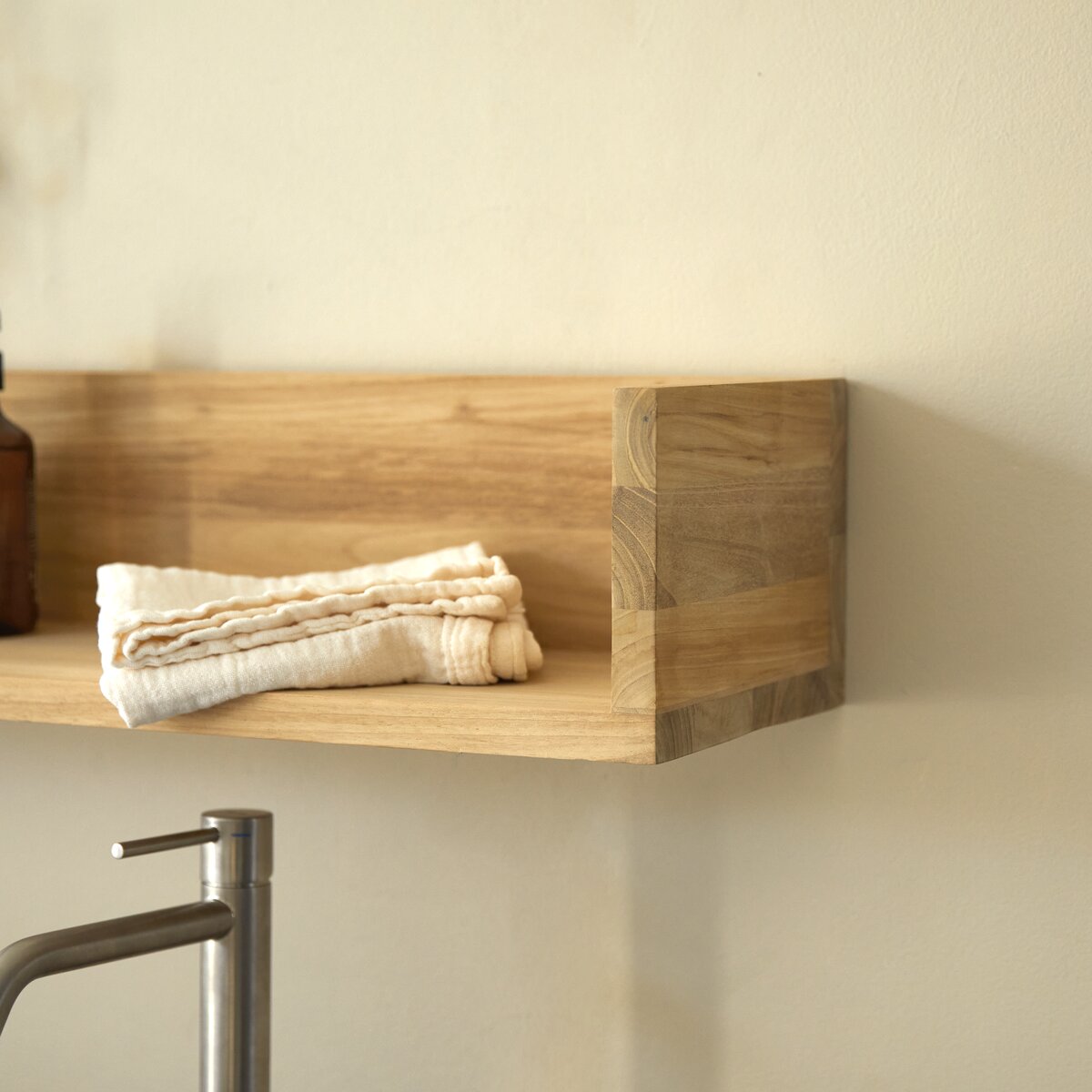 Estantería de baño 4 niveles madera teca maciza 42x42x165 cm