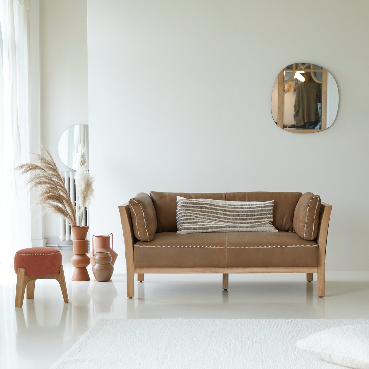 Comoc - Sofa aus massivem Eichenholz und Leder Cheyenne Comoc - Sofa aus massivem Eichenholz und Leder Cheyenne