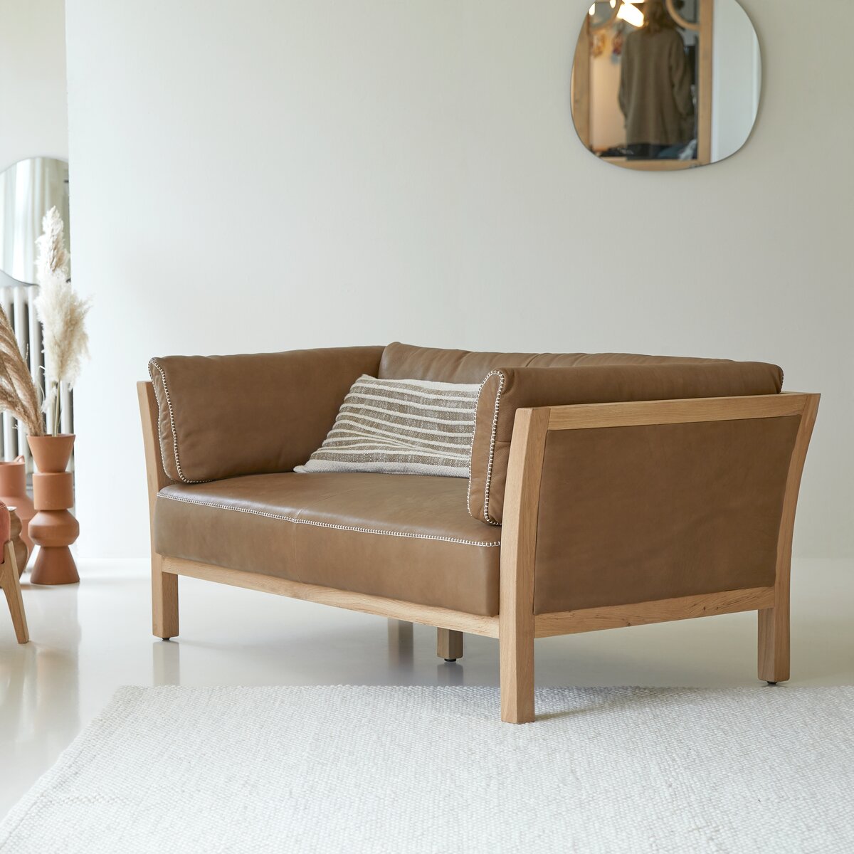 Comoc - Sofa aus massivem Eichenholz und Leder Cheyenne Comoc - Sofa aus massivem Eichenholz und Leder Cheyenne