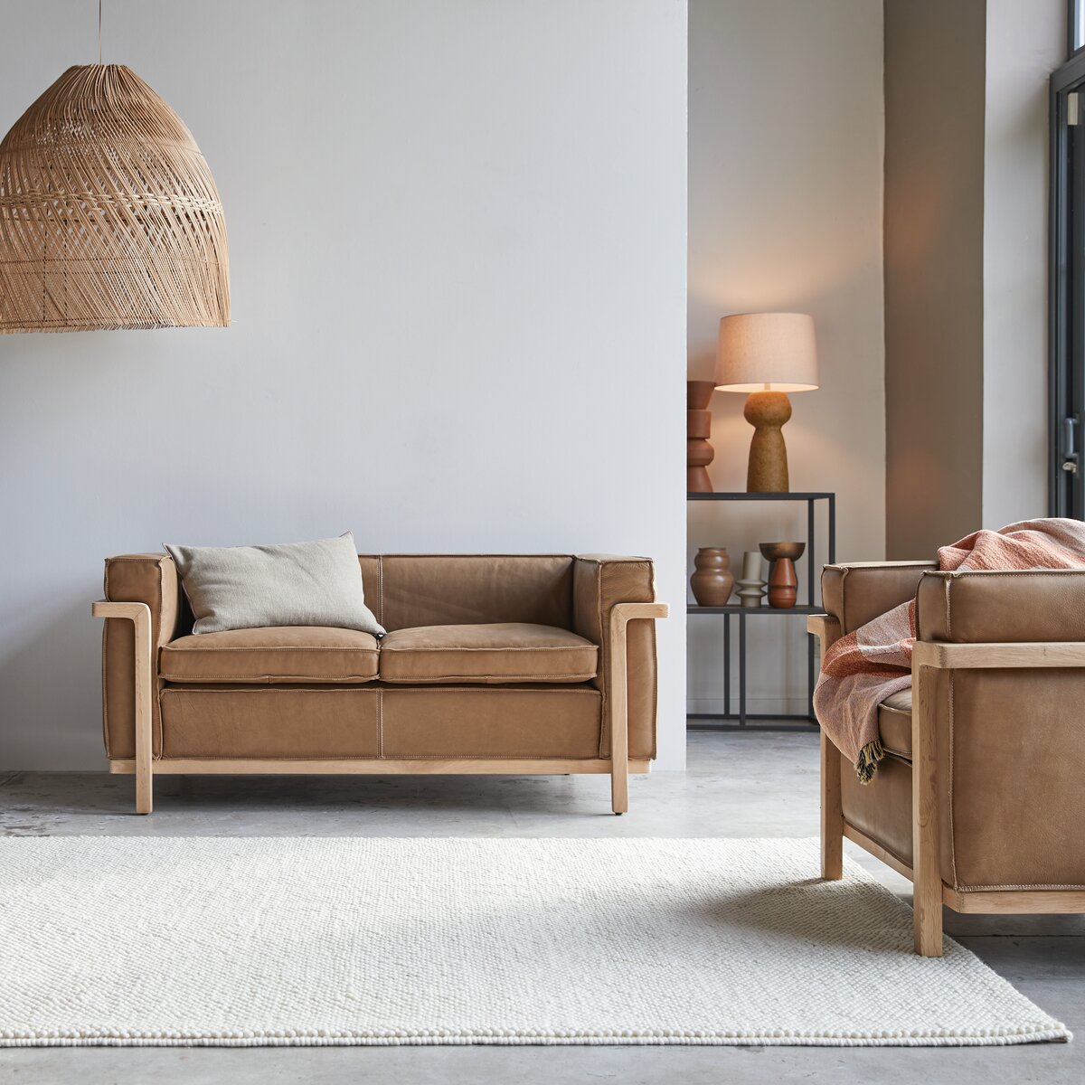 Cobbelwood - Sofa aus massivem Eichenholz und Leder Cheyenne Cobbelwood - Sofa aus massivem Eichenholz und Leder Cheyenne