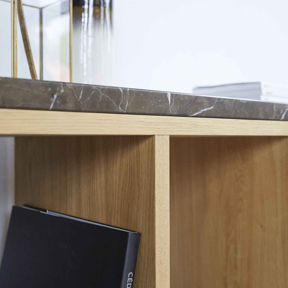 Oak and deals marble console table