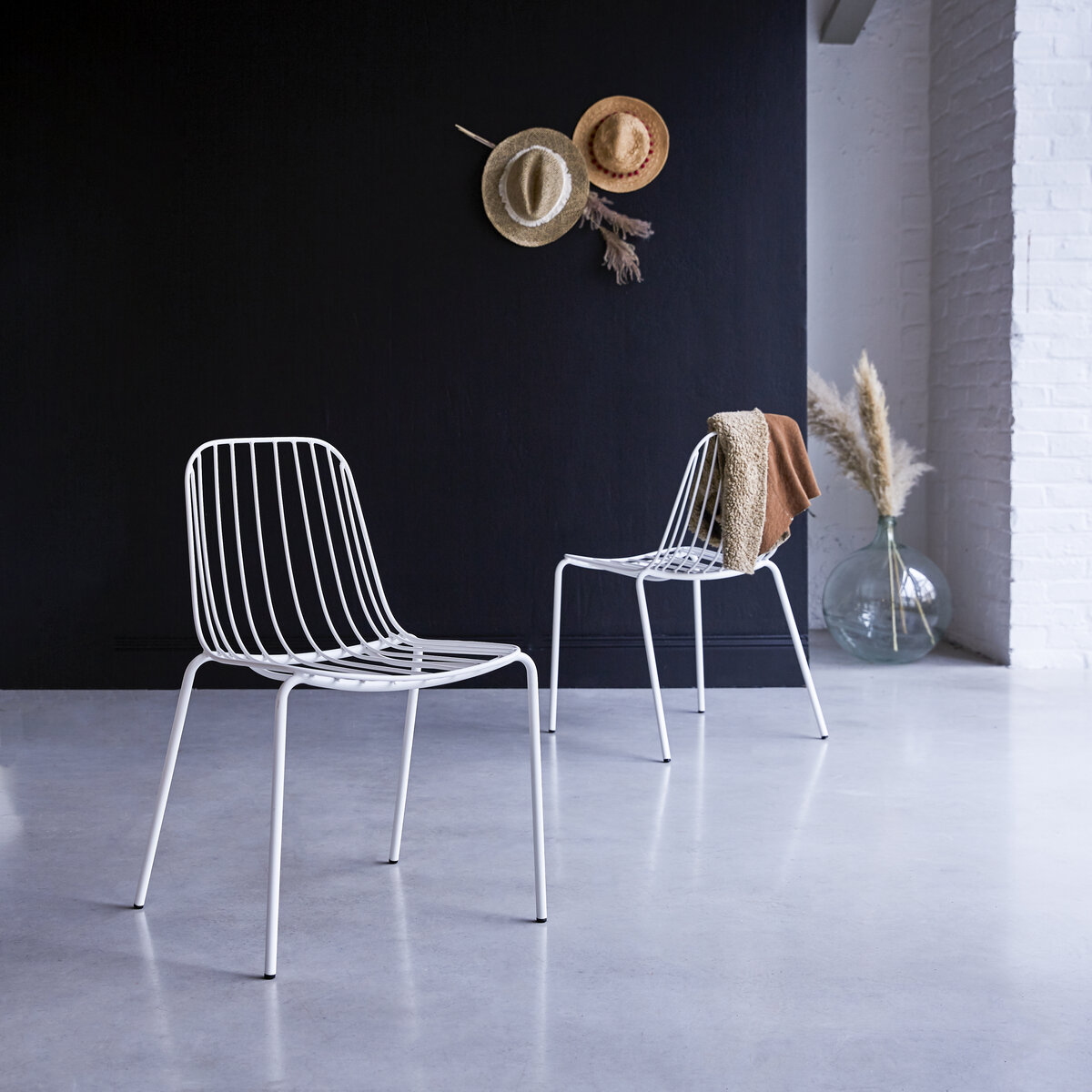 Chaise de séjour en métal blanc - Mobilier pour le living - Tikamoon