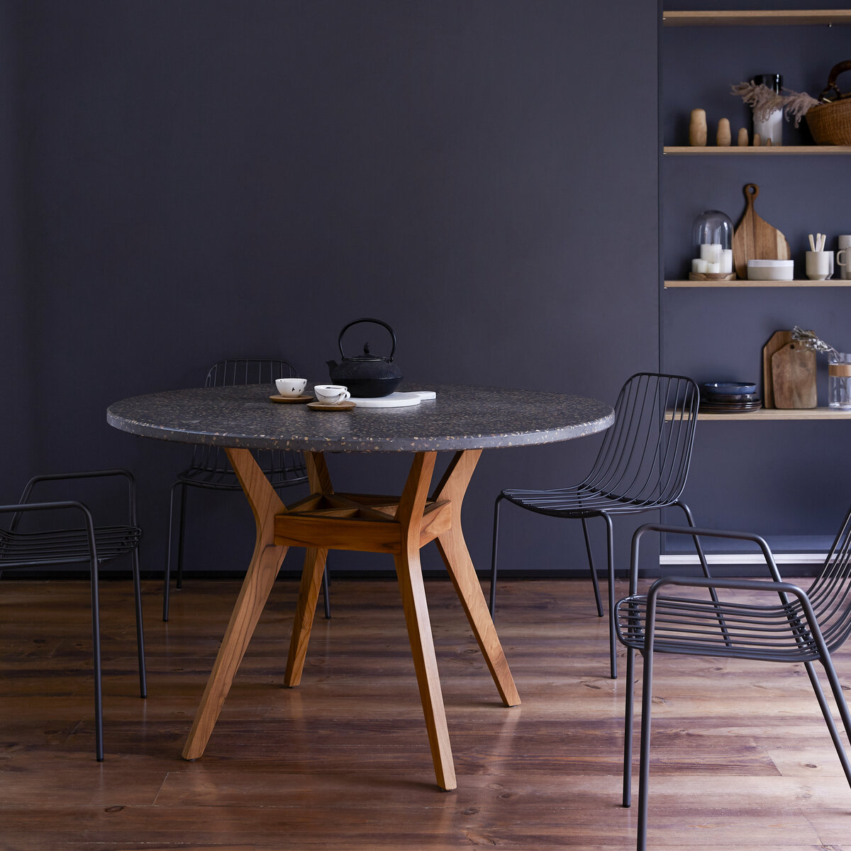 Juno - Table en teck massif et terrazzo 6 pers.