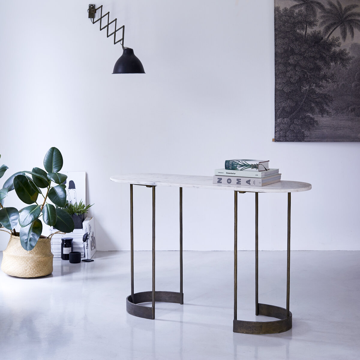 Metal console table with deals marble top