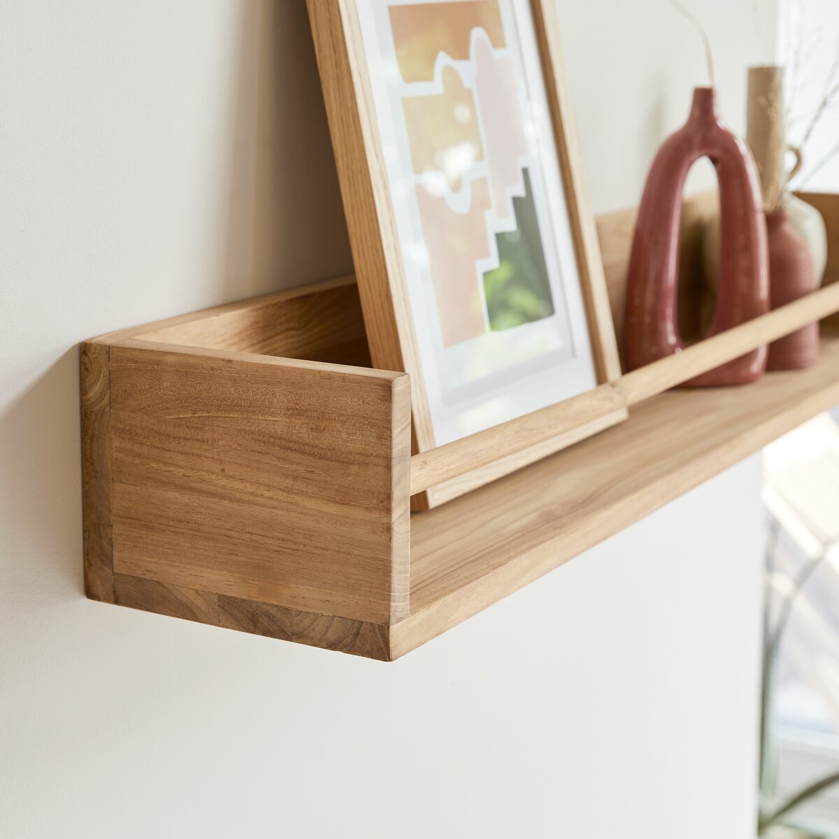 Teak wood on sale wall shelf