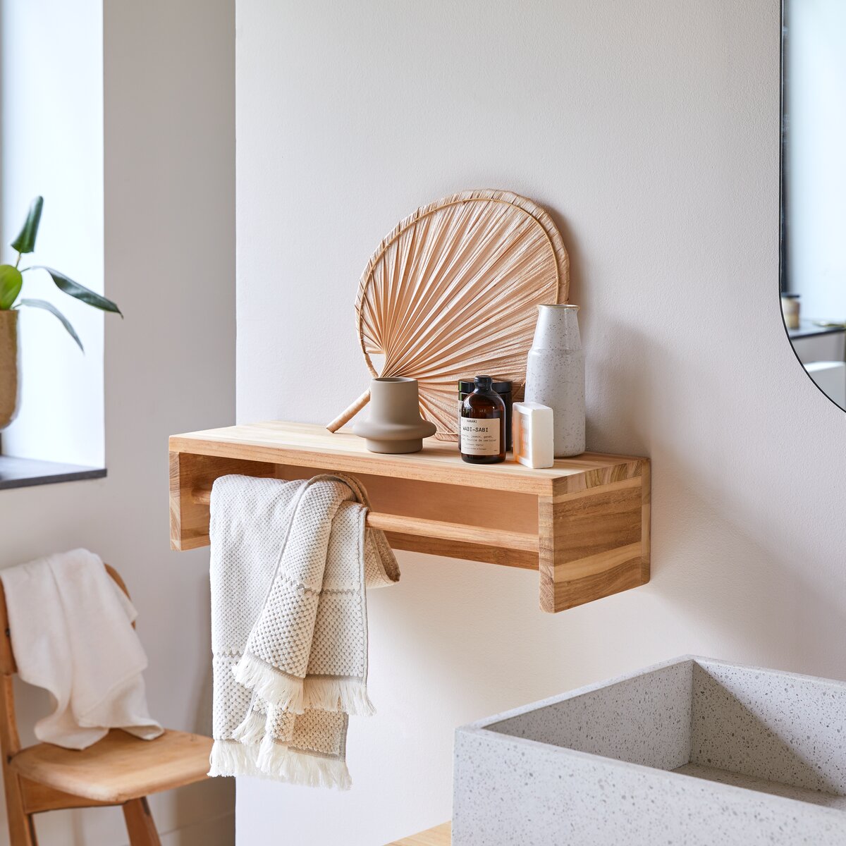 Porta salviette in teak 60 cm - Accessorio bagno - Tikamoon