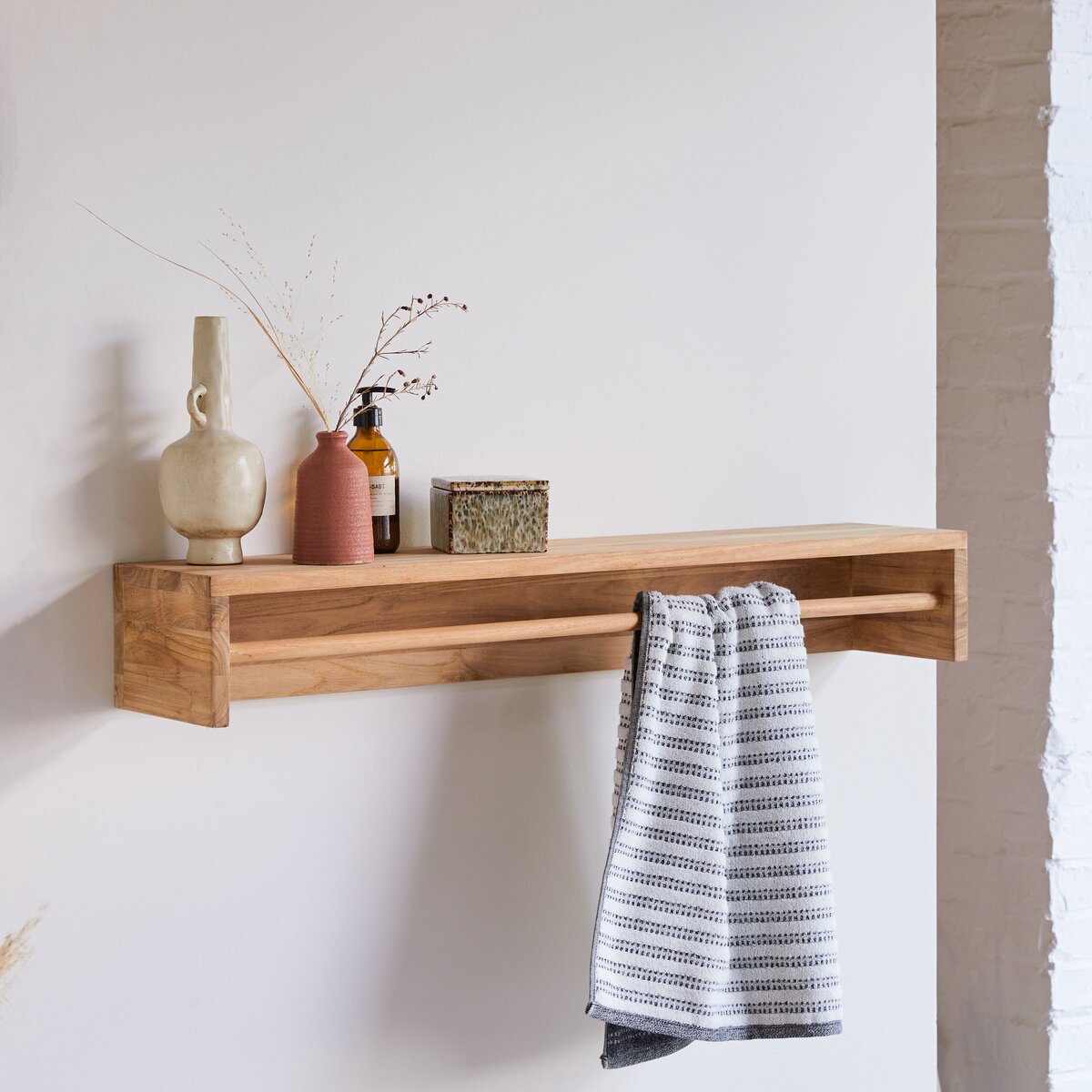 Wall-mounted towel rail shelf - Ugo 100 cm - Bathroom accessories - Tikamoon