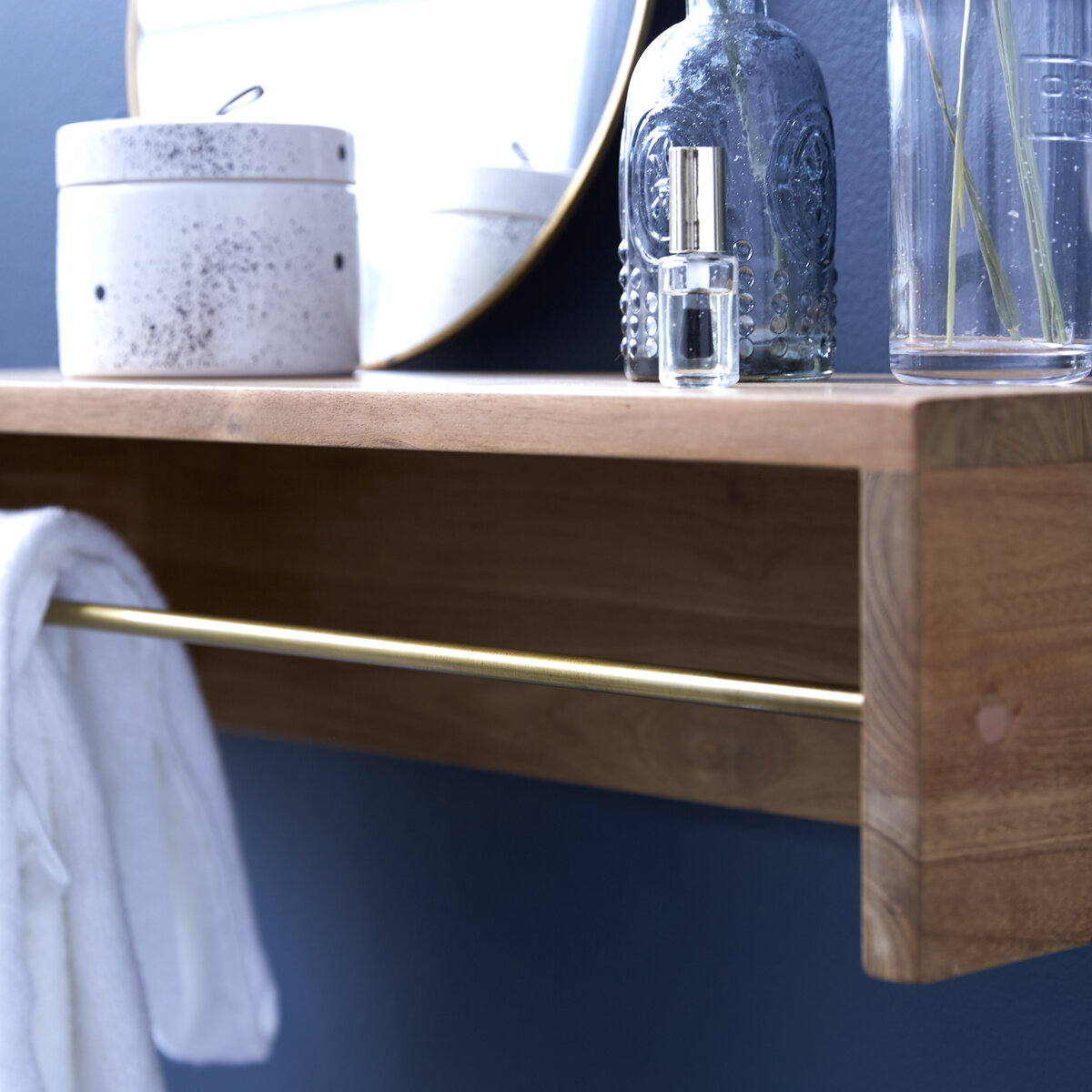 Wall shelf best sale with towel bar