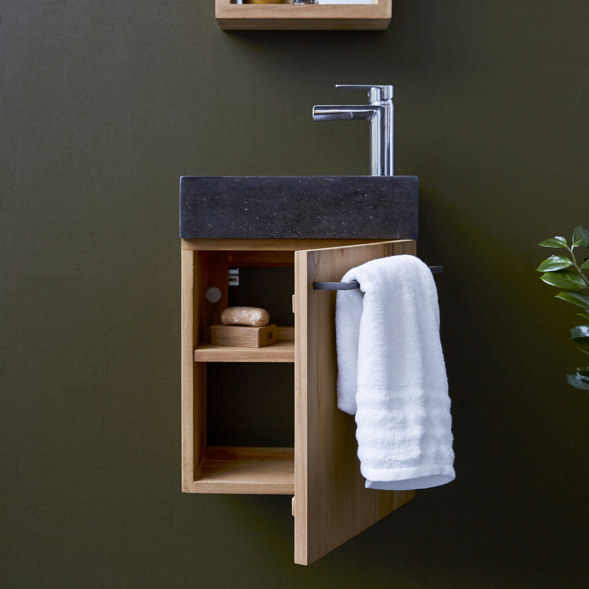Stelle - Mobile lavamani in teak massello e lavabo in marmo black Stelle - Mobile lavamani in teak massello e lavabo in marmo black