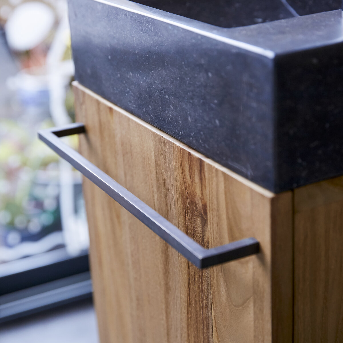 Stelle - Mobile lavamani in teak massello e lavabo in marmo black Stelle - Mobile lavamani in teak massello e lavabo in marmo black