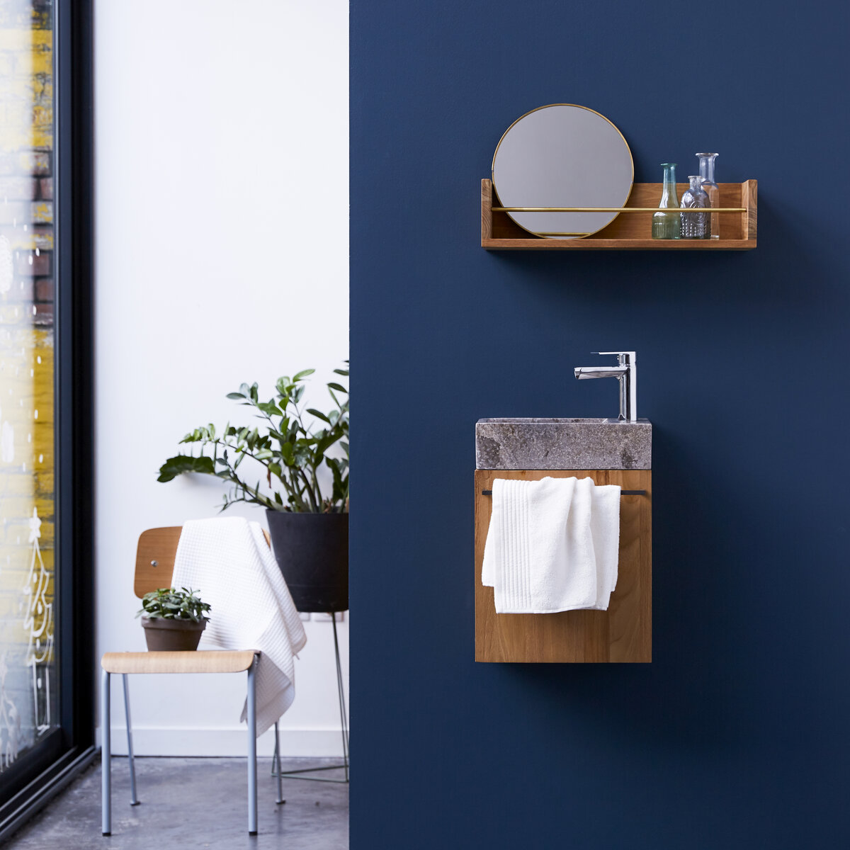 Stelle - Mobile lavamani in teak massello e lavabo in marmo grey Stelle - Mobile lavamani in teak massello e lavabo in marmo grey